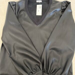 LA Made Black Puff Sleeve Blouse